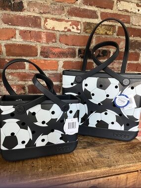 BOGG BAG Black & White Soccer Print Tote Bag
